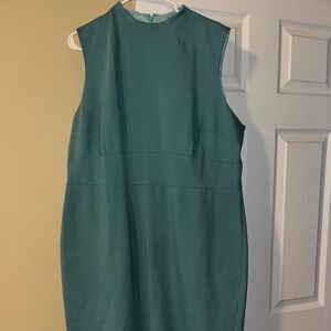 J crew 365 ponte knit sheath mock neck dress in Turquoise